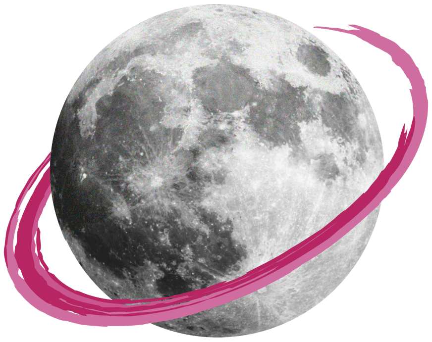 Luna con círculo rosa formando un anillo
